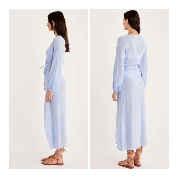 Rumer | Coastal Ocean Beachy Vacation Camille Duster Cover Up In Blue | M - Picture 2 of 11